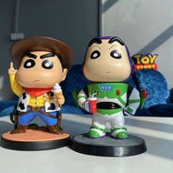 Creative Crayon Xiaoxin cos Woody Figurine Cartoon Buzz Lightyear Crayon Shin-chan Plush Toy Desktop