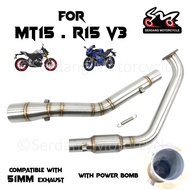 Yamaha MT15 R15 V3 R15M Full Exhaust System Pipe Piping Manifold with Power Bomb