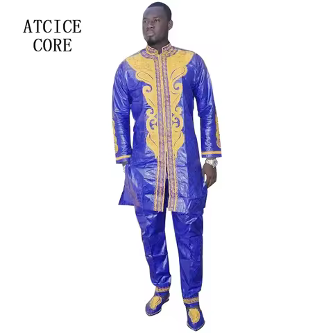 African Clothes Dashiki Traditional Mens African Clothing Long Sleeves African Bazin Riche