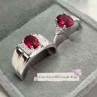 Pure Silver 925 Couple Ring (Batu crystal)/Cincin Perak 925