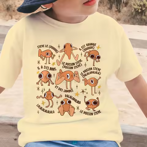 Le Poisson Steve Funny Fish Meme T Shirt for Children Girl Boy Trendy Popular Humor Tee Kids Harajuk