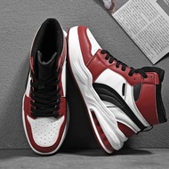 High TOP Casual รองเท้าผ้าใบบาสเก็ตบอลผู้ชายพื้นผิวหนัง Sporty Cushioned รองเท้าฤดูใบไม้ผลิฤดูร้อนสไ