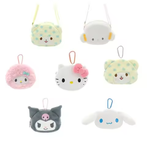 12cm Genuine Sanrio Plush Coin Purse Hello Kitty Cinnamorol Kuromi Samll Pendant Christmas Birthday 