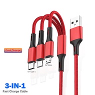 3 in 1 Lightning USB &amp; Android Micro USB Type-C Cables,Mobile Phone Fast Charge Data Cables Compatible with iPhone Samsung Xiaomi Huawei OPPO
