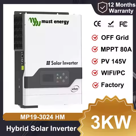 MUST 3KW 3.5KW 24V 5.5KW 48V Home Hybrid Solar Inverter MPPT 80A PV145V Pure Sine Wave Off Grid Sola
