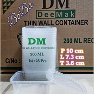 1 Dus Thinwall Dm 200Ml Container Kotak Persegi