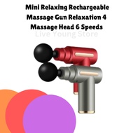 Mini Relaxing Rechargeable Massage Gun Relaxation 4 Massage Head 6 Speeds