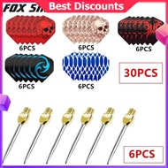 6pcs 28mm Dart Pin Steel Tips Replaceable Dart Needle Point With 30PCS Dart Flights Feather