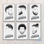 Poerba Craft Wall Decoration Wooden Poster Barber Shop Sticker Glossy HD Barber Hipster Model