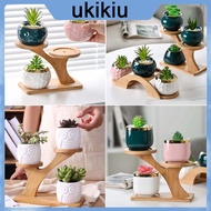 UKI 3 Layers Plant Pot Holder Durable Planter Bamboo Tray Flower Plant Pot Stand 1pc