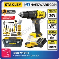 STANLEY SCD711C1H CORDLESS HAMMER DRILL DRIVER 20V | 13mm | 50nm COME WITH 48PC ACC 1x BATTERY & CHA