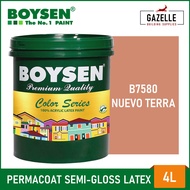 Boysen Color Series Permacoat Semi-Gloss Latex Nuevo Terra B7580 Acrylic Latex Paint - 4L