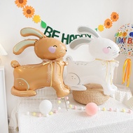 INS 4D Stereoscopic Rabbit Foil Balloon Baby Boy Girl White Cream Brown Rabbit Animal Ballon 1pc