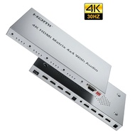 4K60Hz 4x4 HDMI Matrix พร้อมเครื่องสกัดเสียง HDR 3D 1080P 4K HDMI Switcher ผู้จัดจำหน่ายวิดีโอ Split