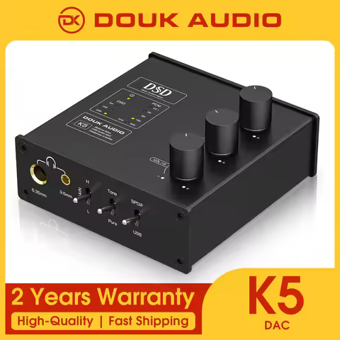 Douk Audio K5 ESS9038Q2M Audio Converter USB DAC DSD256 Headphone Amplifier SPDIF Decoder 6.35&3.5mm