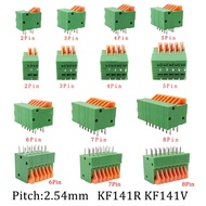 10Pcs 2.54mm Pitch KF141V KF141R Push-in Spring Screwless Terminal Block Straight/Bent Foot 2/3/4/5/