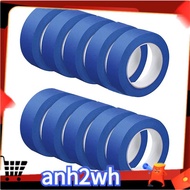 10 Rolls Blue Painters Tape Wall Safe Paint Tape 1.2 Inch X 55 Yards for Wall Painting Decoration Su
