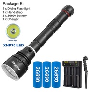 Asafee DA33 ultra bright P70 LED diving flashlight scuba fishing 3000LM underwater 80M using 18650/2