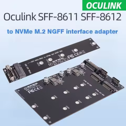 OCuLink SFF-8611/8612 to Dual M.2 NVMe NGFF M-key 2230 2242 2260 2280 SSD Adapter Card PCIe 4.0 3.0 