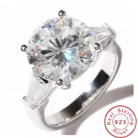 Solitaire 4ct Lab Diamond cz Ring 925 sterling silver Promise Engagement Wedding band rings for wome
