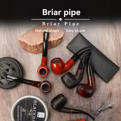 Briar Wood Tobacco Pipe - 9mm Filter Core, Heat-Resistant Solid Wood, Premium Men's Gift Smoking Pip