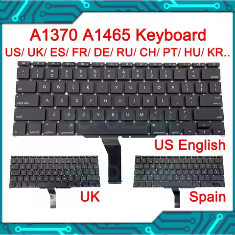 Laptop Keyboard For Macbook Air 11" A1370 A1465 US UK Russian Spain French Korean German Arabic 2011