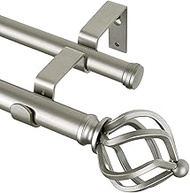 KAMANINA Double Curtain Rod 72 to 144 Inches(6-12 Feet), Dual Curtain Rods for Windows 66 to 120 Inc