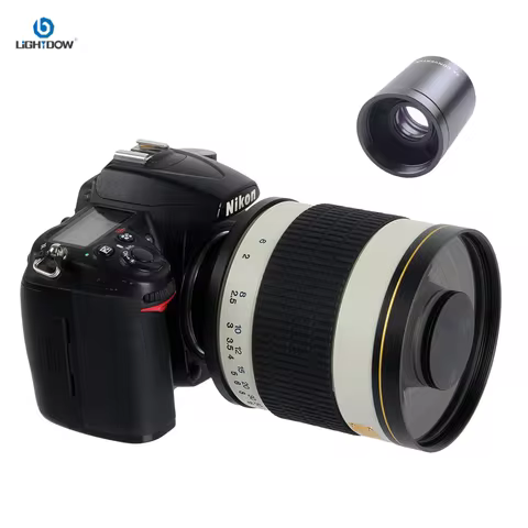Lightdow Telephoto Manual Mirror Lens Fixed Focus 500mm F6.3+2xTeleconverter+T2 Mount Adapter Ring f