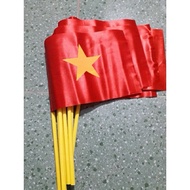 Wholesale 100c Small hand-held flags, red flags with fabric stars, square flags with plastic handles