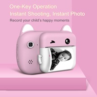 เครื่องปริ้น Printer Children's Mini Printable Polaroid Camera Thermal Digital Camera Cartoon Toy Polaroid Camera Printer Holiday Gift Photo Printer pink