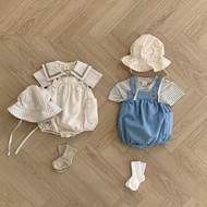 Korean Style Newborn Clothes Baby Bodysuit Denim Baby Overall Romper with Tops 2pcs Baby Clothes 0-2