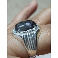 CINCIN PERAK 925 BATU PETIR HITAM PAMOR ASLI