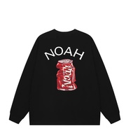 Coke Print 100% Premium Cotton Round Neck Long Sleeved T-shirt Loose Plus Size American Style Street