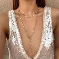 Elegant Women's Long Tassel Heart-shaped Collarbone Necklace Chain Simple Necklace Long G4f1