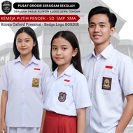 KEMEJA School Uniform White Short Shirt Elementary School Middle School High School Uniform Bedge Em