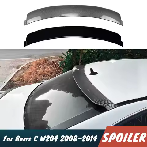 For Mercedes Benz C W204 2008-2014 Carbon Black Car Rear Window Roof Spoiler Wings Bodykit Black Car