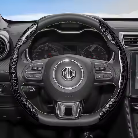 Suitable for MG forged carbon fiber texture steering wheel cover, snap-on, no-sew, quick installatio