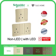 Schneider Electric AvatarOn- 13A 250V Single/ Twin Socket and Blank Plate Cover, Metal Gold Hairline