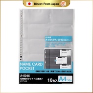 Lihit Lab Business Card File with Dedicated Pockets, 10 Pieces, A4S, 30 Holes, A5045