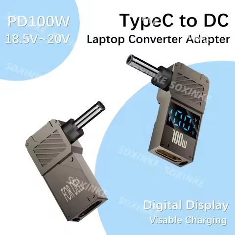 ​LED Display Laptop Power Supply Adapter Charger Connector USB Type C PD to DC Plug Converter PD100W