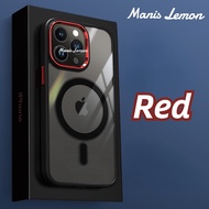 Manis Lemon Alloy เกราะ Magnetic Case for iPhone 15 14 13 12 11 Pro Max Plus กันกระแทก แม่เหล็ก เคส สำหรับ ไอโฟน