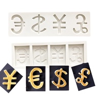 US Dollar Euro RMB Pound Symbol Silicone Fondant Mold DIY Cake Chocolate Modeling Tool