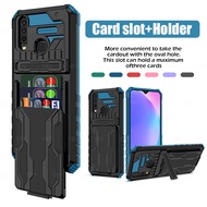 Card Holder Phone Case VIVO Y17 Y15 Y12 Y11 Luxury Casing Shockproof Armor Stand Hard Back Cover 190