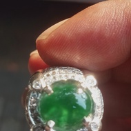 Jadeite jade giok Burma type A ring perak