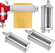 KitchenWin Pasta Maker Attachment Set for Any KitchenAid Stand Mixer, including Pasta Sheet Roller, Spaghetti Cutter, Fettuccine Cutter Accessories and Cleaning Brush