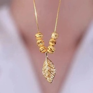 18k dây chuyền vàng chuỗi Zircon lá cho dự tiệc cho nữ đồ trang sức tinh xảo món quà bất 24K 999 mạ 