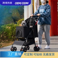 （In stock）Pet Stroller Dog Cat Teddy Baby Stroller out Small Pet Cart Portable Foldable Outdoor Travel