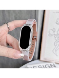 1個透明雙色創意設計矽膠製的小米手環8/7配件手帶,兼容小米手環6/5或nfc版4/3,中性手機配件,ins風格