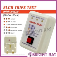 RAPID-TECH 13A 150mA ELCB &amp; Socket Tester With Neon Indicator Electrical Equipment Tools Circuit Socket Tester