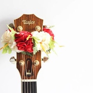 Ribbon lei for guitar, red white,guitar strap,acousticguitar